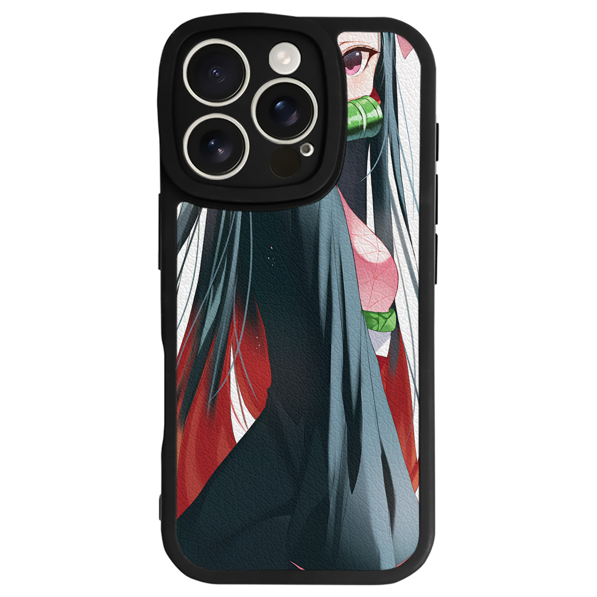 （画像用） 鬼滅の刃（きめつのやいば）竈門 禰󠄀豆子／かまど ねずこ Kamado Nezuko 【iPhone 16シリーズ対応】シリコンスマホケース（レザー調） 材質：シリコン